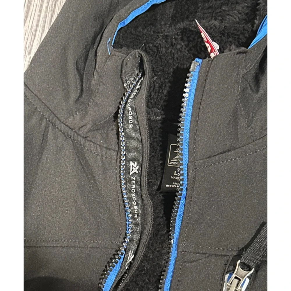 ZeroXposur Softshell Jacket Kids L 14/16 Black NEW Hooded Faux Fur Fleece Z51001